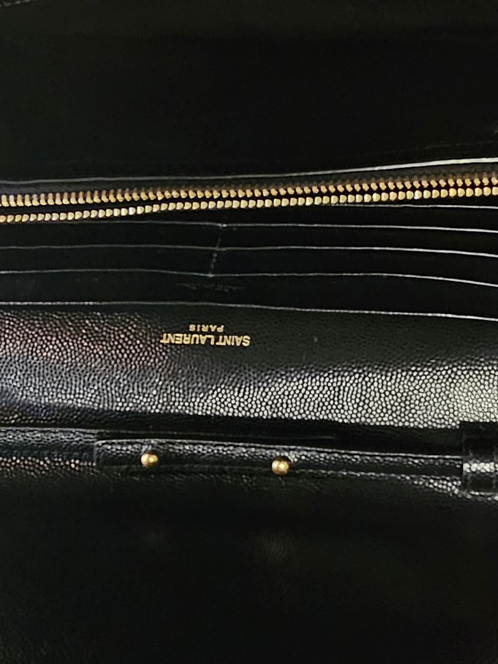 Saint Laurent Black Quilted Chevron Wallet with Gold YSL Logo - Picture 4 of 11